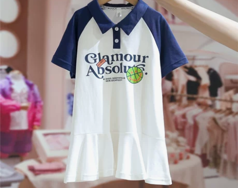 拉夏贝尔童装女童夏季POLO连衣裙2023...