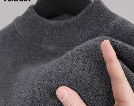 花花公子正品男士半高领毛衣保暖长袖加绒加厚...