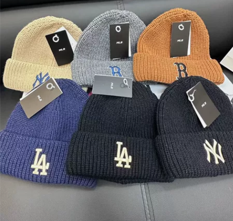 冬款mlb保暖帽针织帽加厚拼皮秋季潮百搭男...