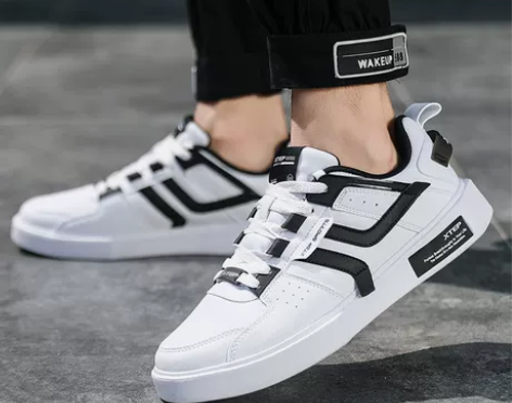 特步男鞋2023新款板鞋冬季男士休闲鞋皮面...