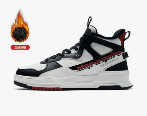 特步高帮棉鞋子板鞋冬季加绒保暖潮流时尚休闲...