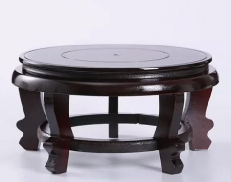 垫高花盆奇石头底座木托盘架木圆形佛像酒坛花...