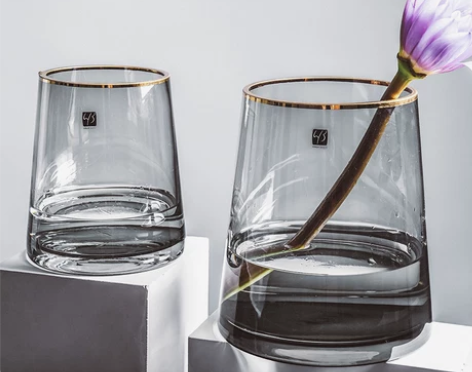 北欧绿色花瓶玻璃摆件透明水养插花客厅创意简...