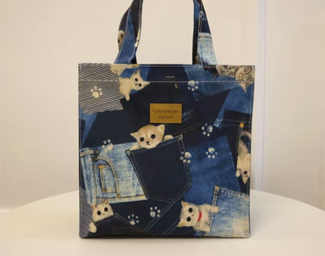 牛津布防水便当包手提袋小学生饭盒袋提包上班...