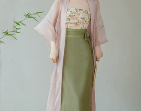 ?新中式女装改良汉服长干寺吊带长旋裙三件套...