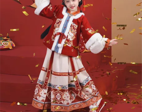 [火]旗铂[火]女童拜年服汉服秋冬儿童唐装...