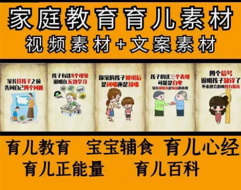 12000款家庭教育育儿素材视频素材文案素...