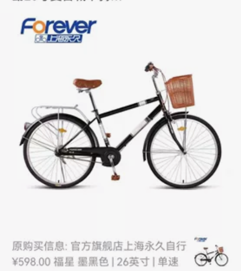 永久牌复古自行车老式通勤车代步成人单车26...