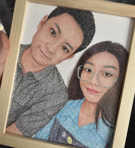 彩色名字画像定制手写女友名字照片文字画手绘...