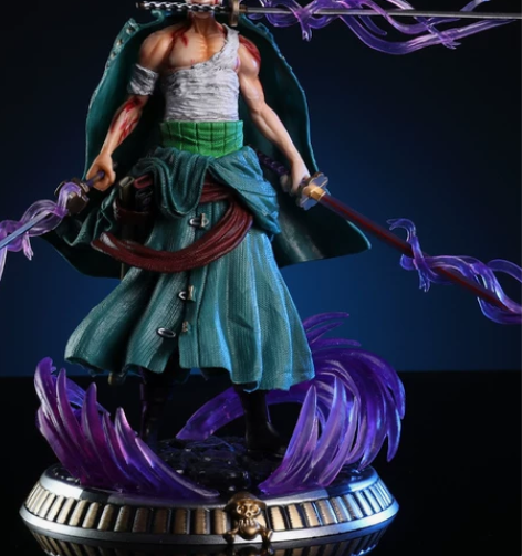 【实拍】海贼王浴血索隆GK手办，20cm高...