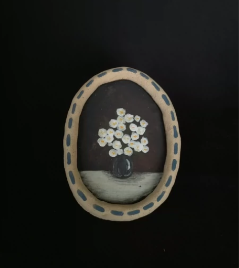 千闲作品景德镇手作手绘陶瓷化妆土装饰盘碟子...