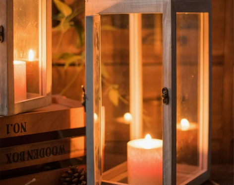 北欧摆件简约复古木制落地风灯庭院场景布置摆件