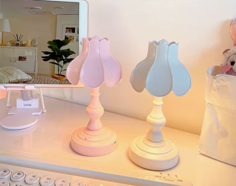 尤物少女*ins复古多色荷叶小夜灯卧室温馨装饰灯学生桌面台灯...