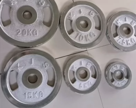 全新全铁大孔电镀哑铃片杠铃片纯铁实心，大孔...
