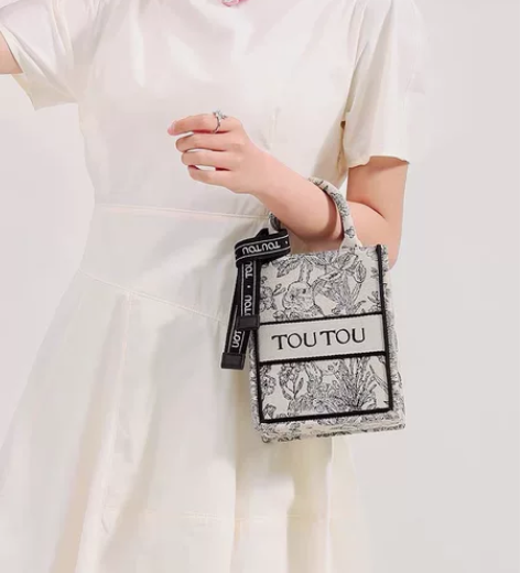 toutou提花刺绣托特包 国风水墨画包 ...
