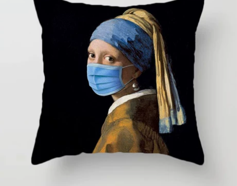 【闲置/Cushion趣味世界名画超柔短绒...