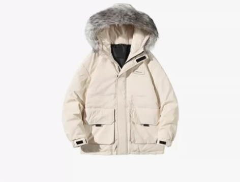 大毛领羽绒服外套 派克服 米色 xxl 购...
