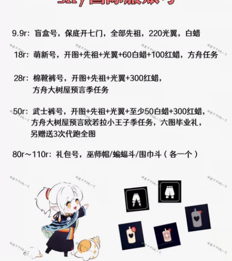 Sky光遇国际服盲盒号，萌新号，武士裤绊爱...