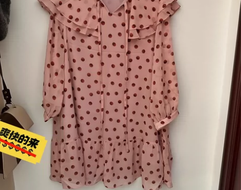 Linda家春夏新款连衣裙甜美少女波点白粉...