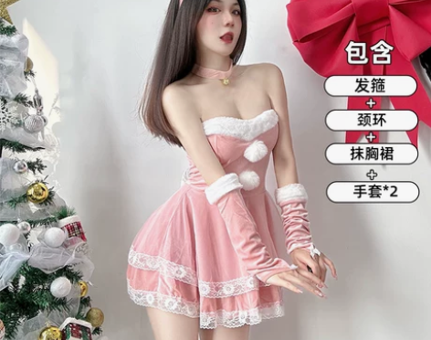 音沫然：红色战袍!兔女郎cos服圣诞节服装...