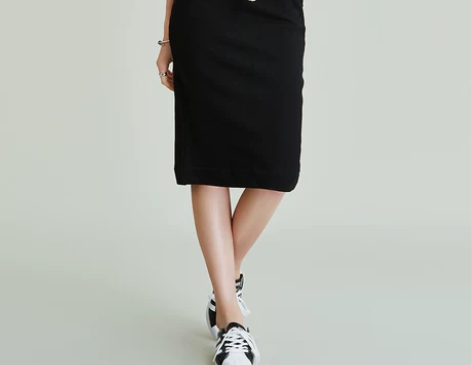 HAVVA春秋中长款包臀裙女百搭高腰抽绳半...