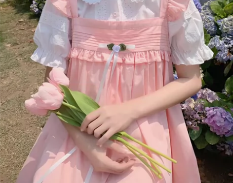 夏季日系可爱背带蓬蓬裙女学生高腰吊带甜美木...