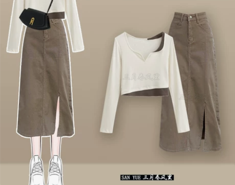 2022秋装气质女神范假两件长袖连衣裙高级...