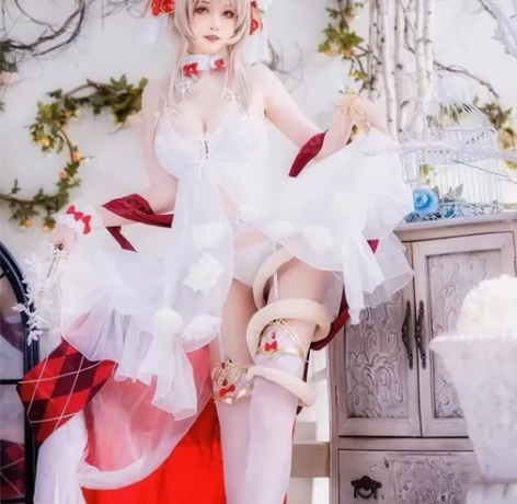 Uwowo悠窝窝妮可猫cosplay婚纱花...