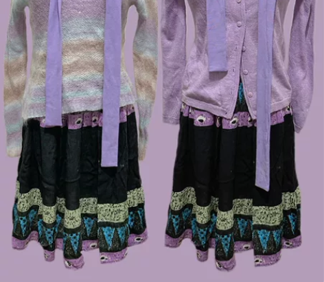 全新Vintage古着紫色系可爱套装 很显...