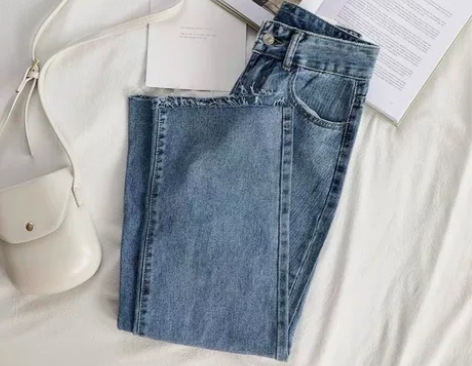 高腰水洗蓝色牛仔裤L码 不知道啥时候买的 ...