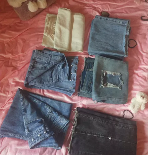 裤子太多了便宜出[牛仔阔腿裤直筒裤开叉微喇...