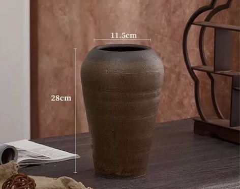 复古土陶瓷花瓶特价? 粗陶花瓶摆件多肉花盆...