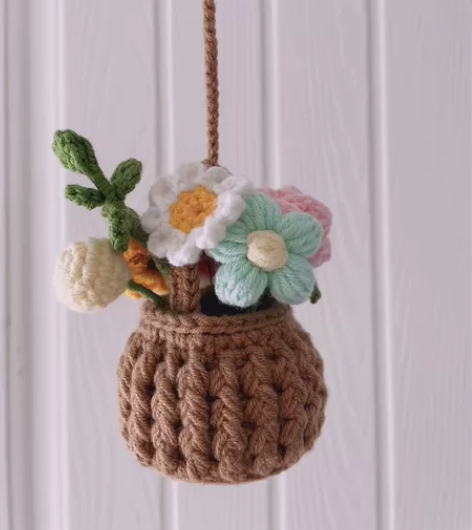 手工编织盆栽花篮车载挂件 感兴趣的话点“我...