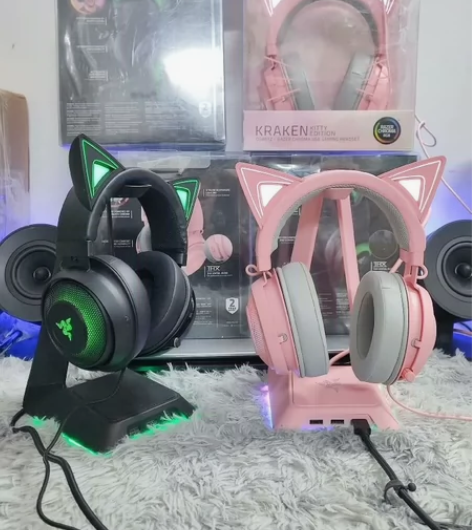 在保雷蛇北海巨妖萌猫版 黑色粉晶耳机 US...