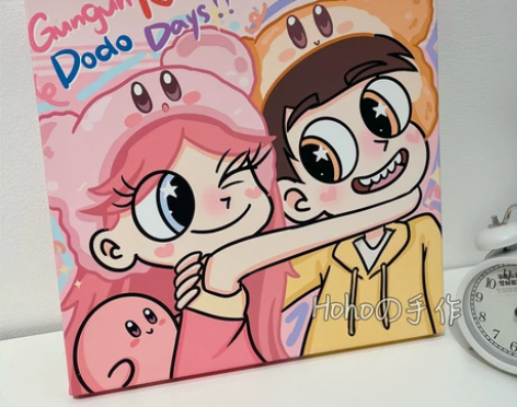 星蝶公主情侣我要变成装饰画油画布定制卡通