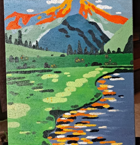 临摹石英砂画丙烯画，可接定制#装饰画挂画 ...