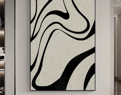 沙发后背景墙装饰画客厅黑白灰风格简约现代抽...