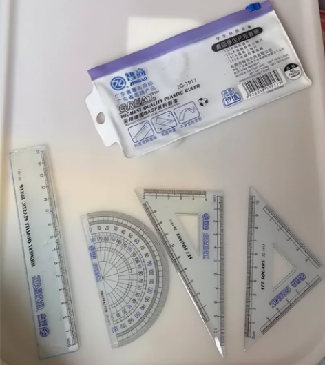 智高，三角板+直尺+量角器4件，透明套装 ...