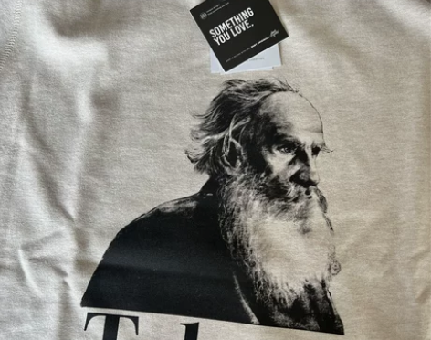 duet手绘托尔斯泰磨毛滚领长袖男女圆领T...