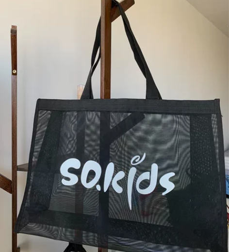 网纱购物袋大容量透明尼龙单肩包商场健身环保...