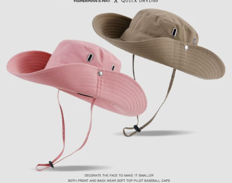 夏季渔夫帽女防晒遮阳帽户外徒步登山帽西部牛...