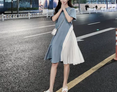 夏装新款大码女装微胖妹妹宽松显瘦遮肚时髦心...