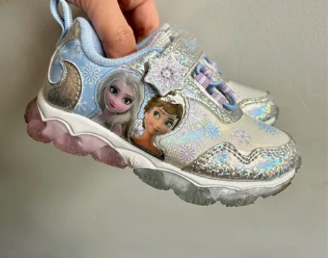 迪士尼冰雪奇缘艾莎公主发光运动鞋二棉加薄绒...
