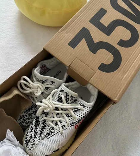 阿迪儿童350V2椰子飞织爆米花 白斑马 ...