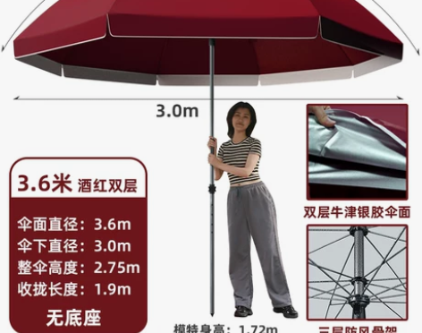 遮阳伞大型户外摆摊做生意庭院伞雨伞大号防晒...