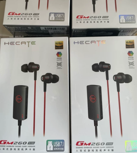 漫步者GM260声卡版有线耳机入耳式插线圆...