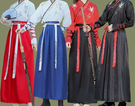 汉服男女中国风古装武侠剑客情侣高中学生运动...