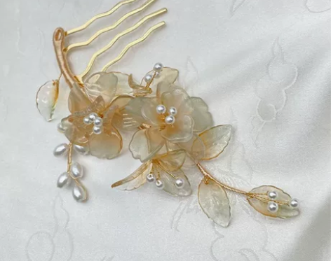 清仓捡漏，秋茗  发梳琉璃缠花发饰古风头饰...