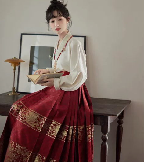 七月夕原创 云升荣华 马面裙 红色马面裙L...