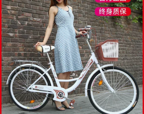 自行车女式成年普通通勤单车城市复古上班轻便...